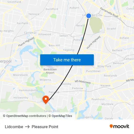 Lidcombe to Pleasure Point map