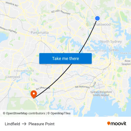 Lindfield to Pleasure Point map