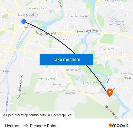 Liverpool to Pleasure Point map