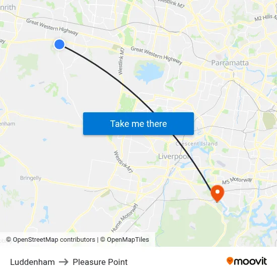 Luddenham to Pleasure Point map