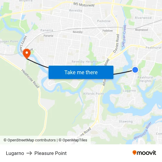 Lugarno to Pleasure Point map