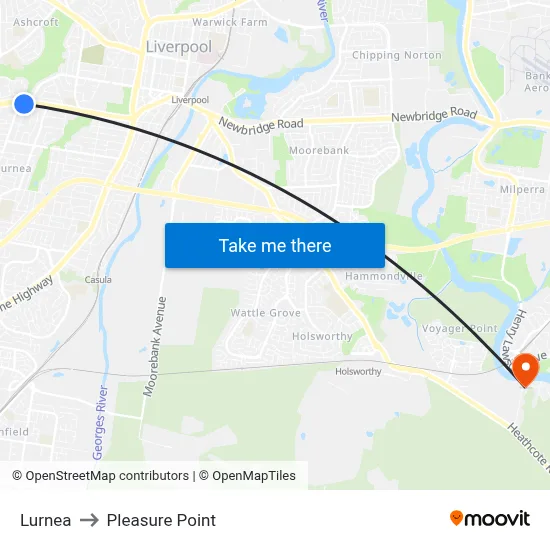 Lurnea to Pleasure Point map