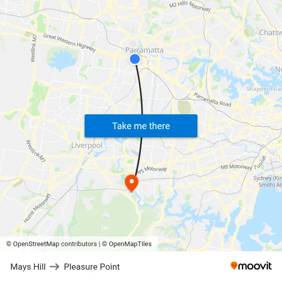 Mays Hill to Pleasure Point map
