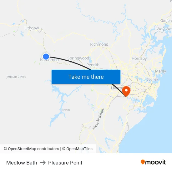 Medlow Bath to Pleasure Point map