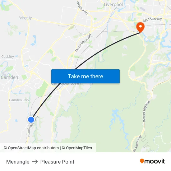 Menangle to Pleasure Point map