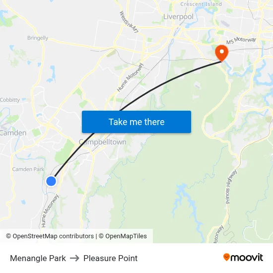 Menangle Park to Pleasure Point map