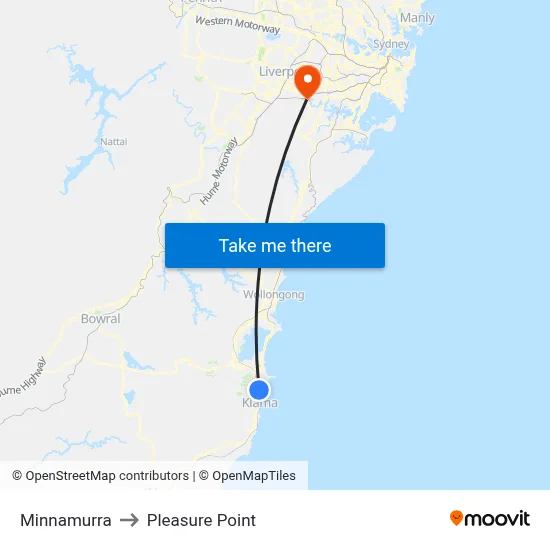 Minnamurra to Pleasure Point map
