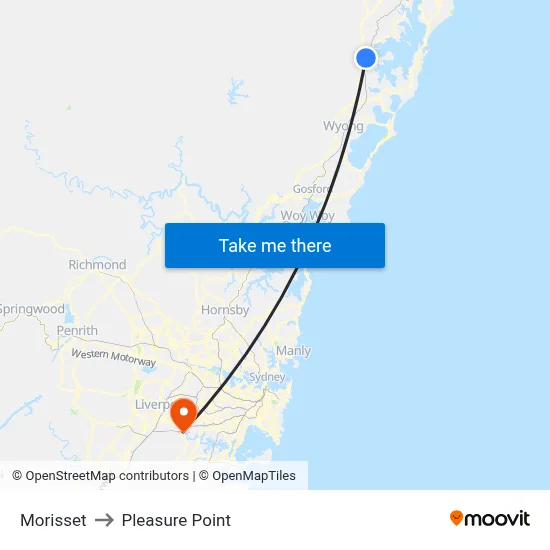 Morisset to Pleasure Point map