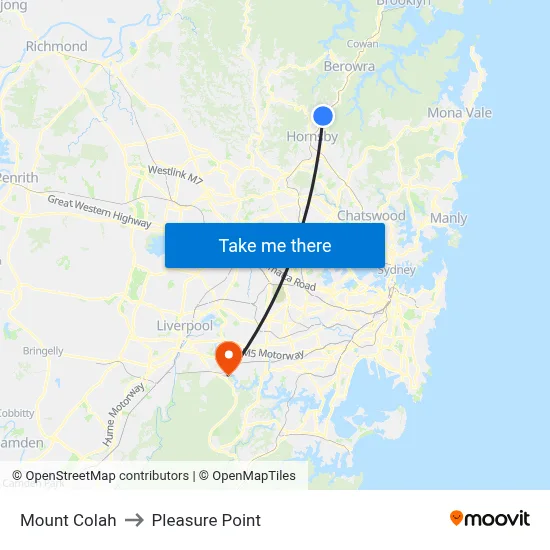 Mount Colah to Pleasure Point map