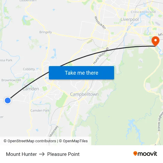 Mount Hunter to Pleasure Point map