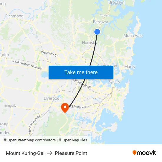 Mount Kuring-Gai to Pleasure Point map