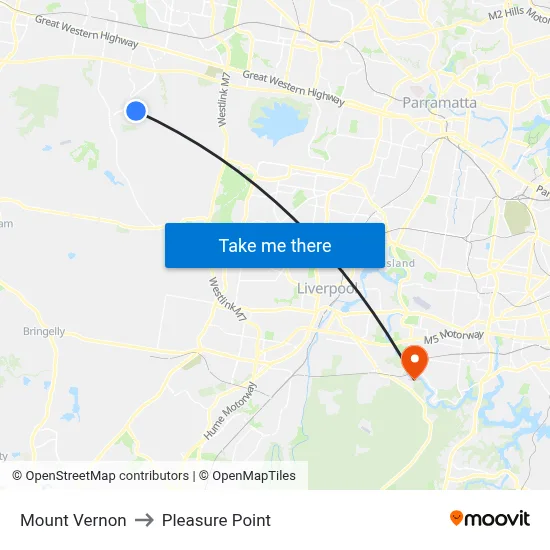 Mount Vernon to Pleasure Point map