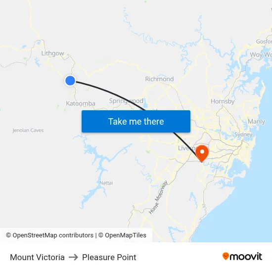 Mount Victoria to Pleasure Point map