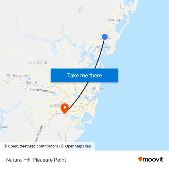 Narara to Pleasure Point map