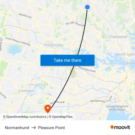Normanhurst to Pleasure Point map