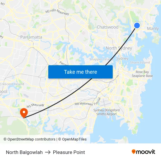 North Balgowlah to Pleasure Point map