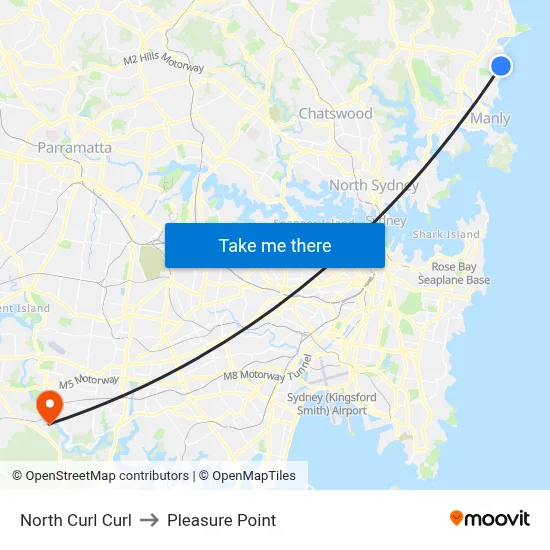 North Curl Curl to Pleasure Point map