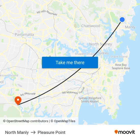 North Manly to Pleasure Point map