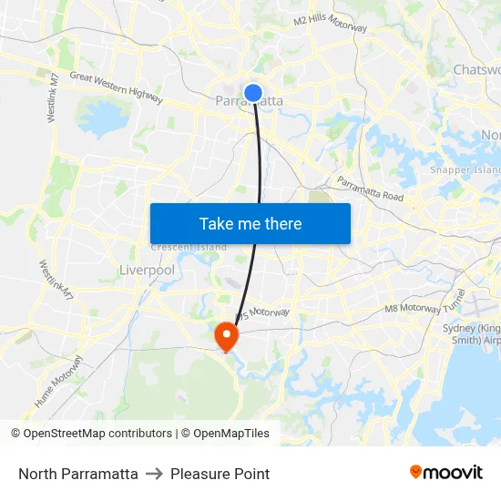 North Parramatta to Pleasure Point map