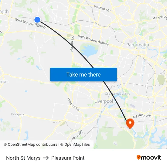North St Marys to Pleasure Point map