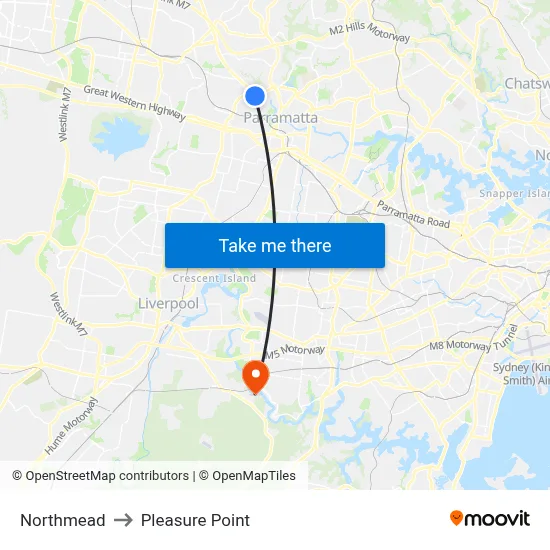 Northmead to Pleasure Point map