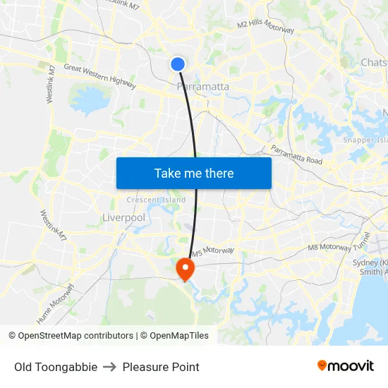 Old Toongabbie to Pleasure Point map