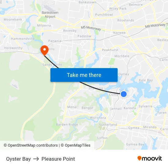 Oyster Bay to Pleasure Point map