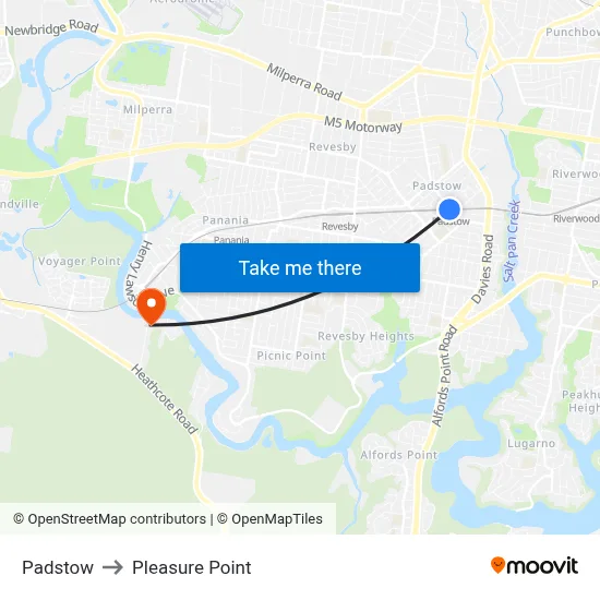 Padstow to Pleasure Point map