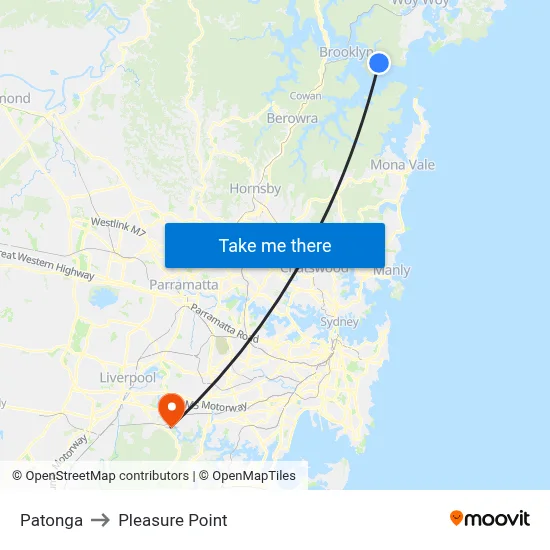 Patonga to Pleasure Point map