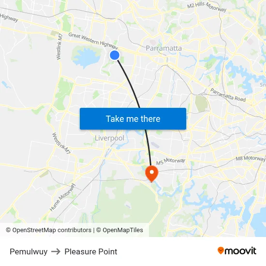 Pemulwuy to Pleasure Point map