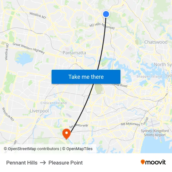 Pennant Hills to Pleasure Point map
