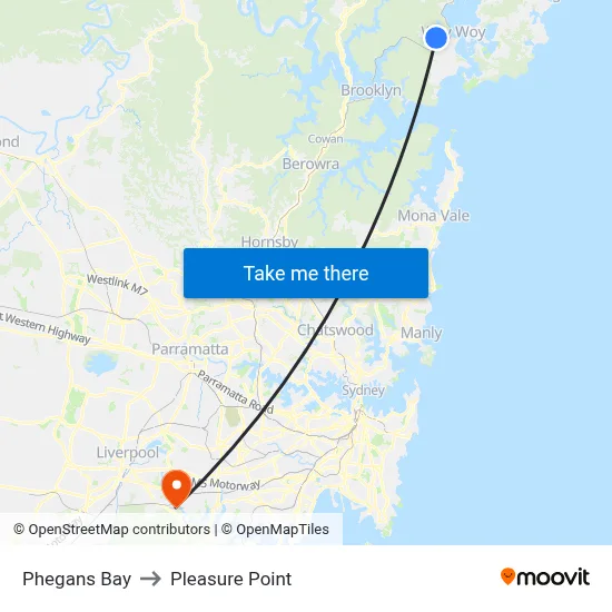 Phegans Bay to Pleasure Point map