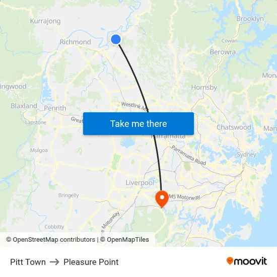 Pitt Town to Pleasure Point map