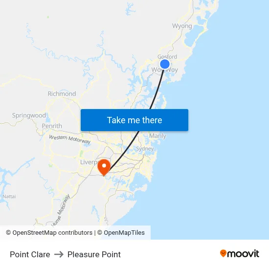 Point Clare to Pleasure Point map