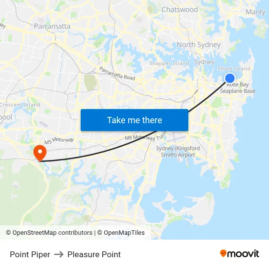 Point Piper to Pleasure Point map