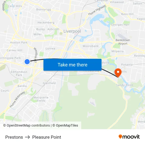 Prestons to Pleasure Point map