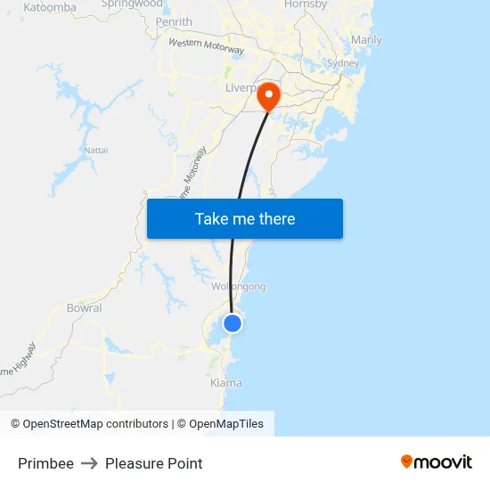 Primbee to Pleasure Point map
