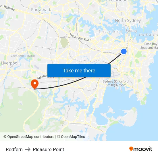 Redfern to Pleasure Point map