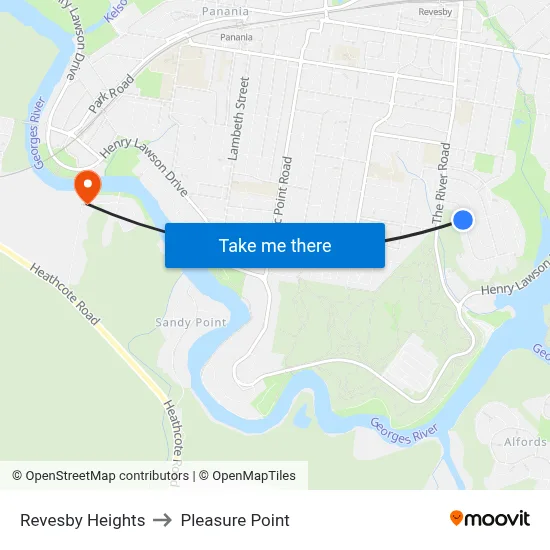 Revesby Heights to Pleasure Point map