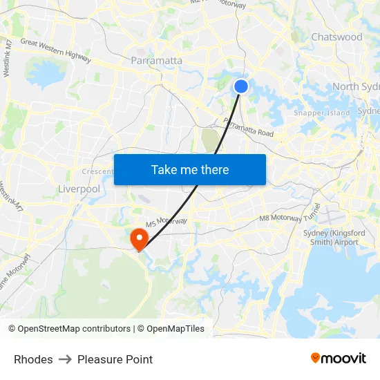 Rhodes to Pleasure Point map