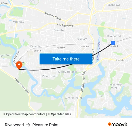 Riverwood to Pleasure Point map