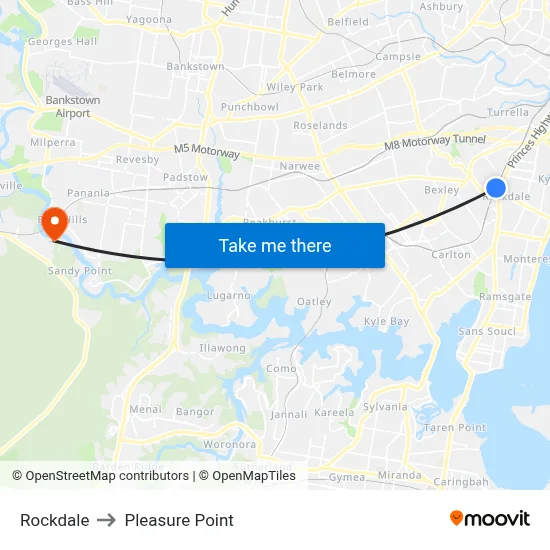 Rockdale to Pleasure Point map