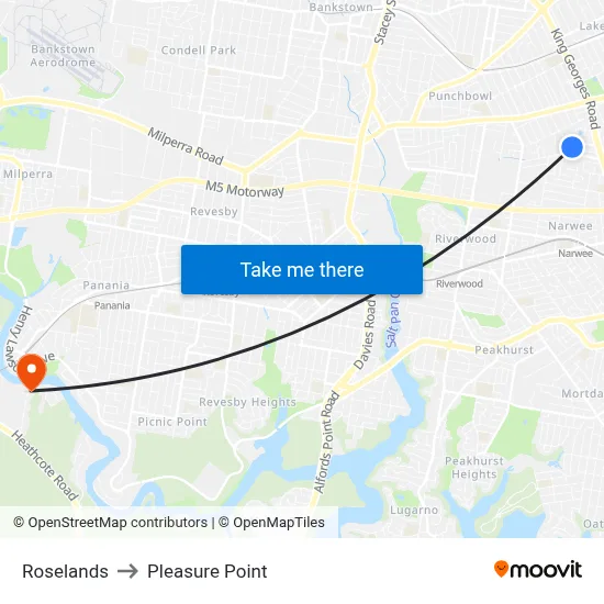 Roselands to Pleasure Point map
