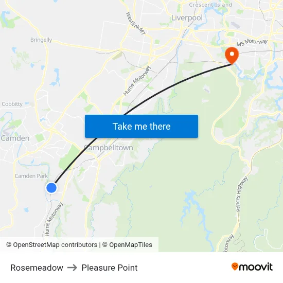 Rosemeadow to Pleasure Point map