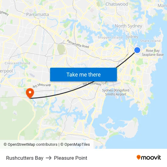Rushcutters Bay to Pleasure Point map