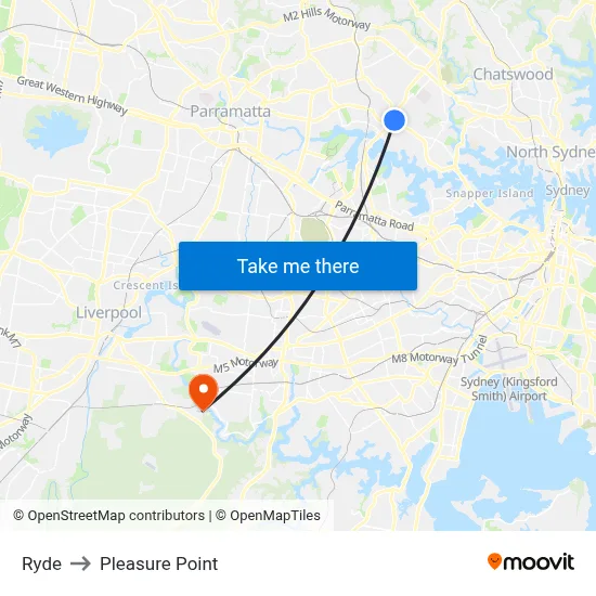 Ryde to Pleasure Point map