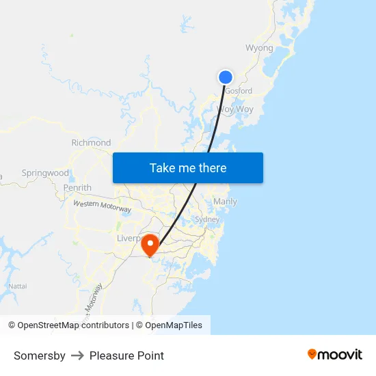 Somersby to Pleasure Point map