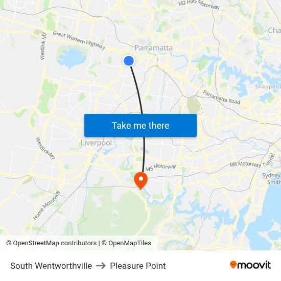 South Wentworthville to Pleasure Point map