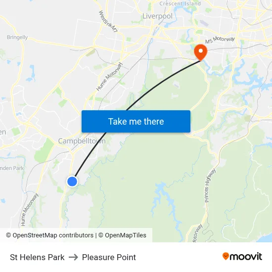 St Helens Park to Pleasure Point map