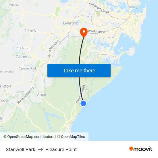 Stanwell Park to Pleasure Point map